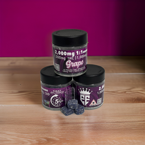 2,000mg Fast Acting 1:1 Gummies Grape