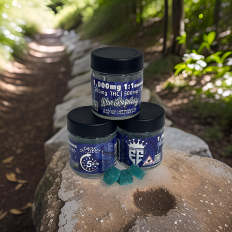 1,000mg Fast Acting 1:1 Gummies Blue Raz