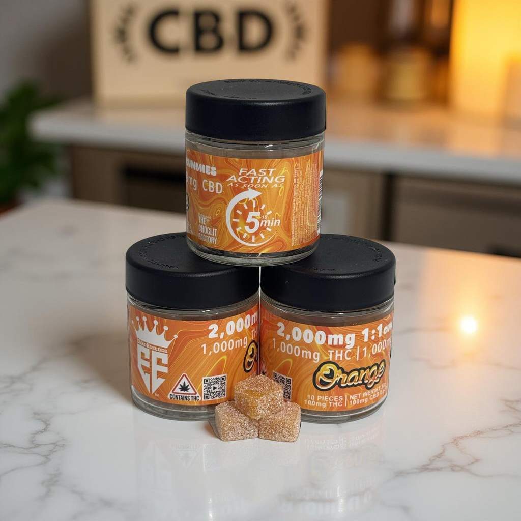 2,000mg Fast Acting 1:1 Gummies Orange