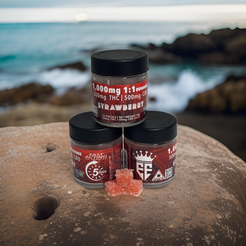 1,000mg Fast Acting 1:1 Gummies Strawberry